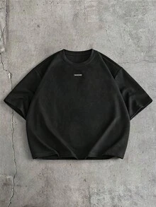 AXEPEAK Men's Crew Neck Short Sleeve Casual Loose Fit T-Shirt - Black - View 2