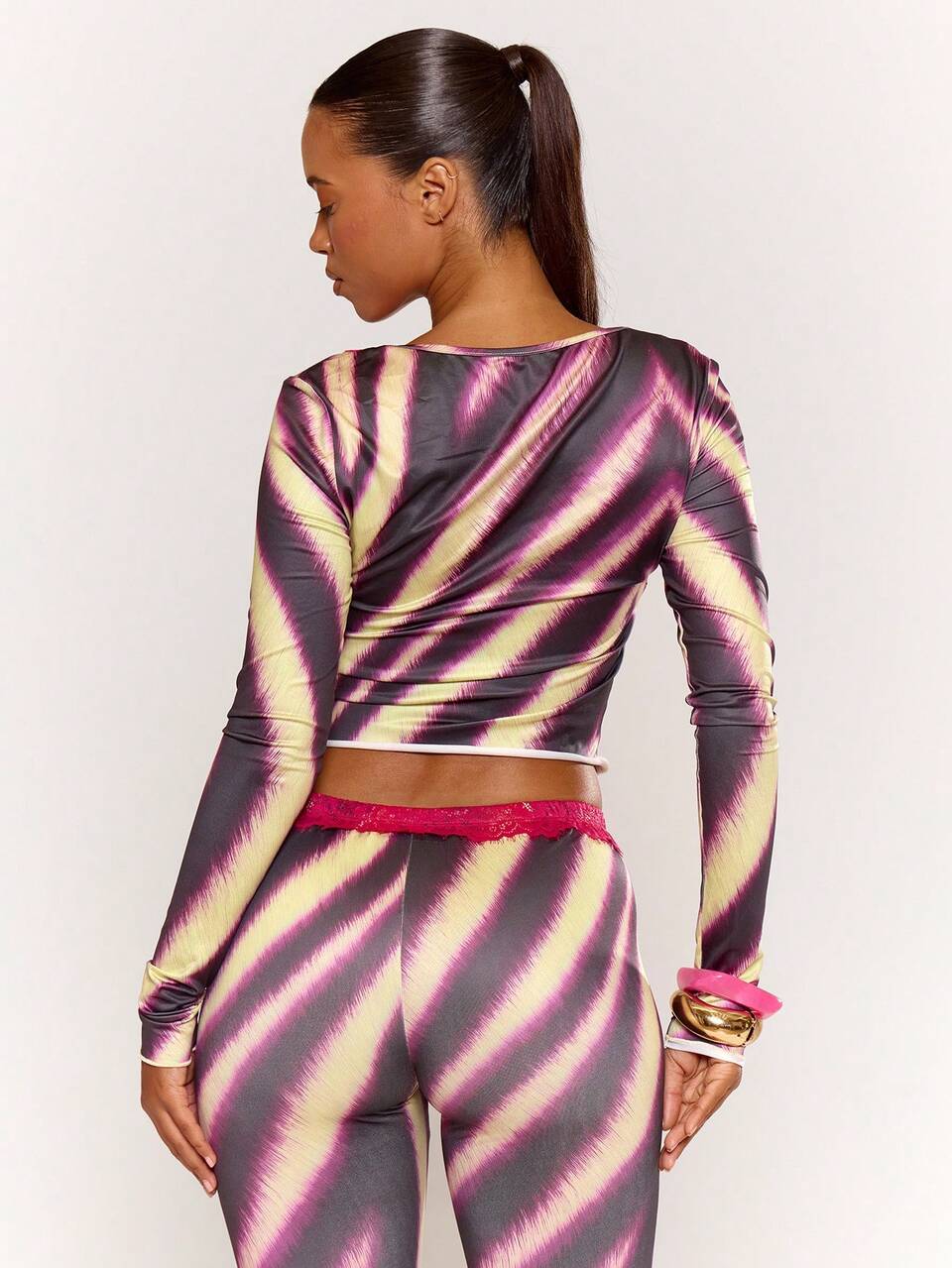 Zebra Printed Lace Trim Cardigan Long Sleeve Top