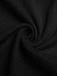 Sweetra Conjunto de 2 piezas de pantalones largos para mujer talla grande, negro + amarillo, tela texturizada con efecto burbuja y arrugas, sin elasticidad, versátil para el día a día, elegante minimalista casual, cintura ceñida, pantalones deportivos casuales de pierna ancha recta que estilizan, para uso diario - Blanco y Negro - Ver 7