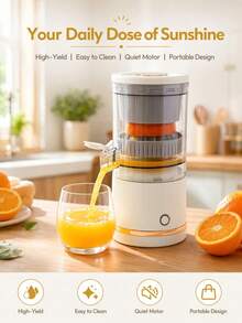Exprimidor eléctrico portátil recargable automático para cítricos y naranjas para zumo de fruta fresca - Multicolor - Ver 6