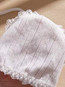 Lullawish 棉质针织提花舒适女士拼接迷你蕾丝蝴蝶结装饰文胸 - 白色 - 查看 4