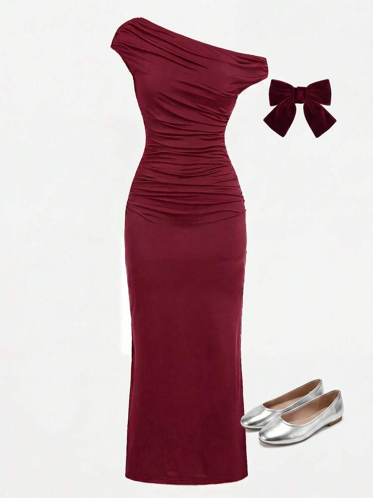 pencil dress burgundy Closet London pencil dress in burgundy