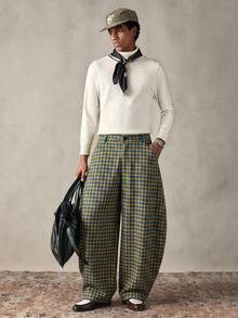 SWAVVY Men's Plaid Casual Versatile Everyday Travel Long Pants - Yellow - View 4