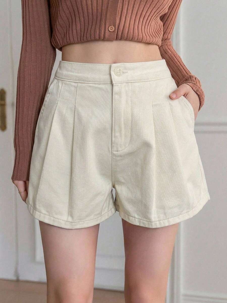 DAZY Shorts d'été décontractés urbains et professionnels pour femmes - Nude - Voir 1