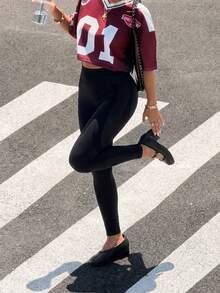 Muchica Wide Waistband Sports Leggings Yoga Women Pants - Black - View 5