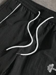 Gym Rark Men's Drawstring Elastic Waist Contrast Trim Fashion Sports Long Pants, Gym - Black - View 3