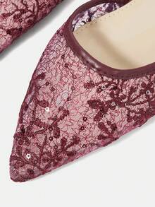 CUCCOO HITCHD Women's Mesh Embroidered Flat-Soled Shoes - Burgundy - View 10