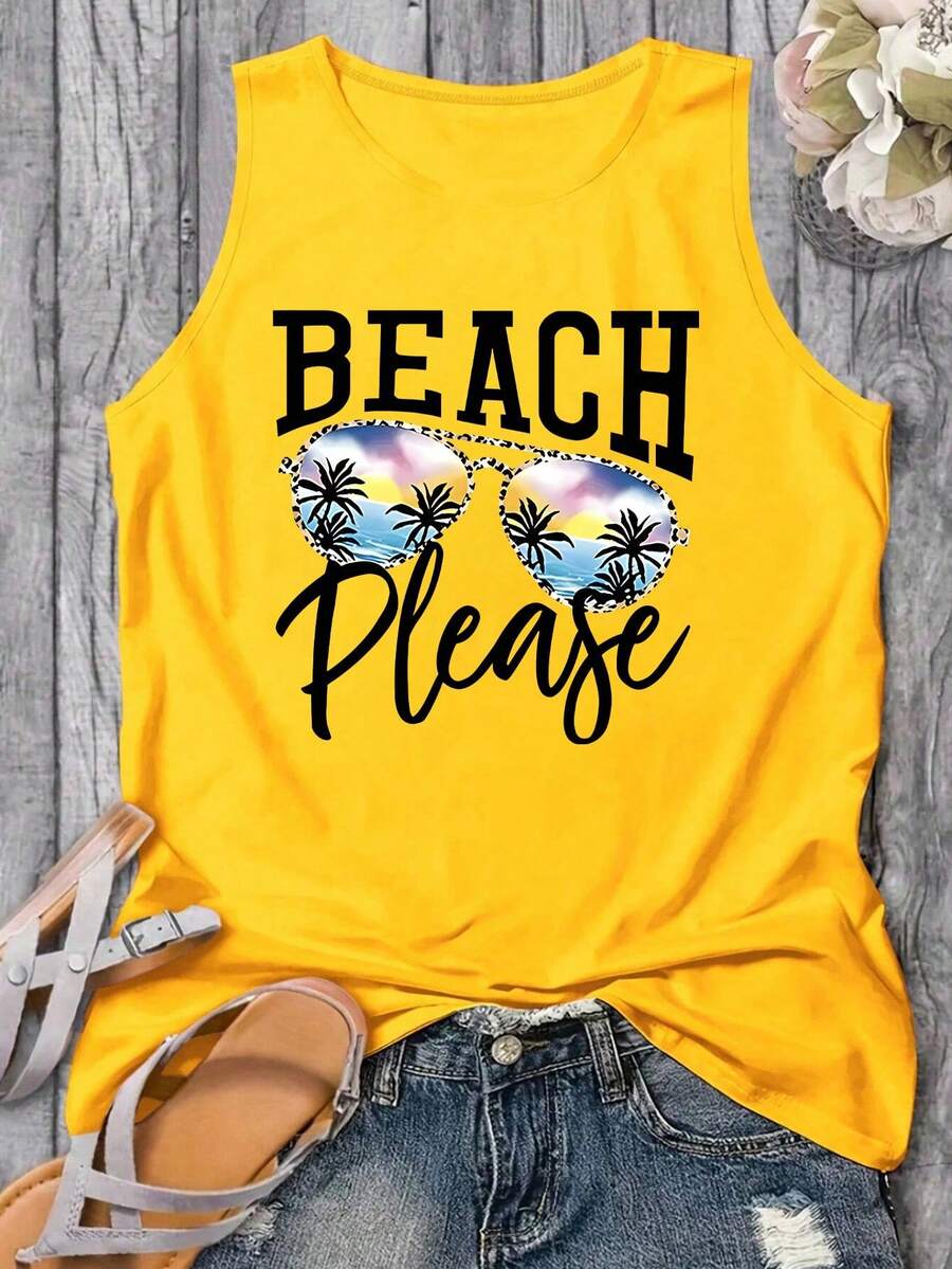 EMERY ROSE Women's Casual Leopard Print Tank Top - Yellow - View 1