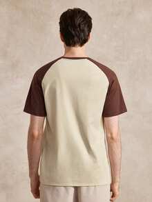 Courvante Men's Standard Size Brown Raglan Sleeve T-Shirt, 3 Graphic Design, Suitable For Summer, Minimalist & Versatile - Multicolor - View 3
