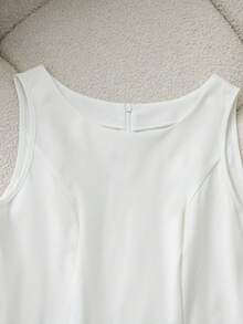 SHEIN Rosurelle Vestido midi de corte ajustado y acampanado con cuello redondo y estampado floral blanco, para uso casual, vacaciones, trayecto al trabajo, playa y eventos de boda - Multicolor - Ver 8