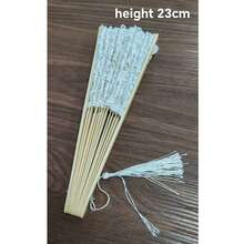 Abanico de mano de encaje de 9 pulgadas color marfil, estilo victoriano, adecuado para ceremonia de boda, estilo rústico bohemio, pequeños regalos de boda, regalos para la fiesta de la novia, regalos para damas de honor, accesorios para baile de graduación y mascarada - multicolor - Ver 5