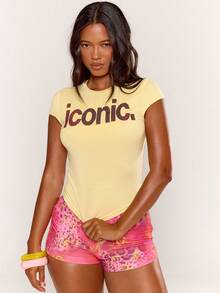 MUSERA Yellow Graphic Sequin Embellished T-Shirt - Yellow - View 2