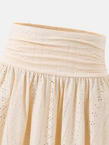 SHEIN Tween Girl Knit Solid Color Crew Neck Casual Cute T-Shirt And Skirt 2 Pieces Set Vacation White Summer - Multicolor - View 6