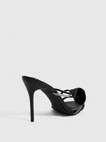 CUCCOO SZL Women's Rhinestone Strip Design Elegant Wedding Party Fashion High Heel Sandals Summer - Black - View 3