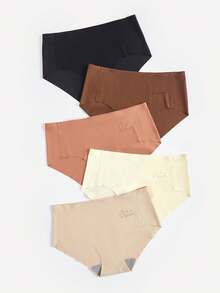 Bralution 5pcs/Pack Comfortable Breathable Soft Seamless Solid Color Panties - Multicolor - View 10