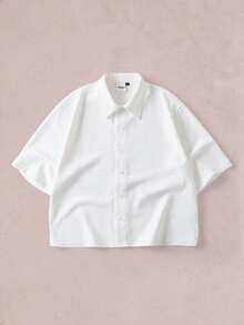 THE POWERPUFF GIRLS X SHEIN Men's Summer Casual Cartoon Print Shirt - White - View 2