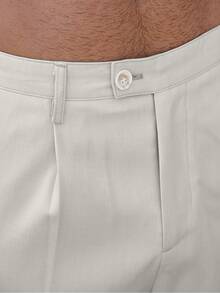 Manfinity Homme Pantalones cortos casuales de verano para hombres de unicolor con bolsillo y botones delanteros - Albaricoque - Ver 3