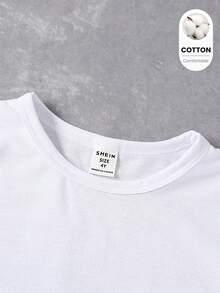 Baby Girl Cute Cartoon Yellow Ladybug Flower Heart Butterfly Polka Dot Bow Pattern Printed Basic Traceable Cotton White Short T-Shirt, Daily Wear - White - View 7