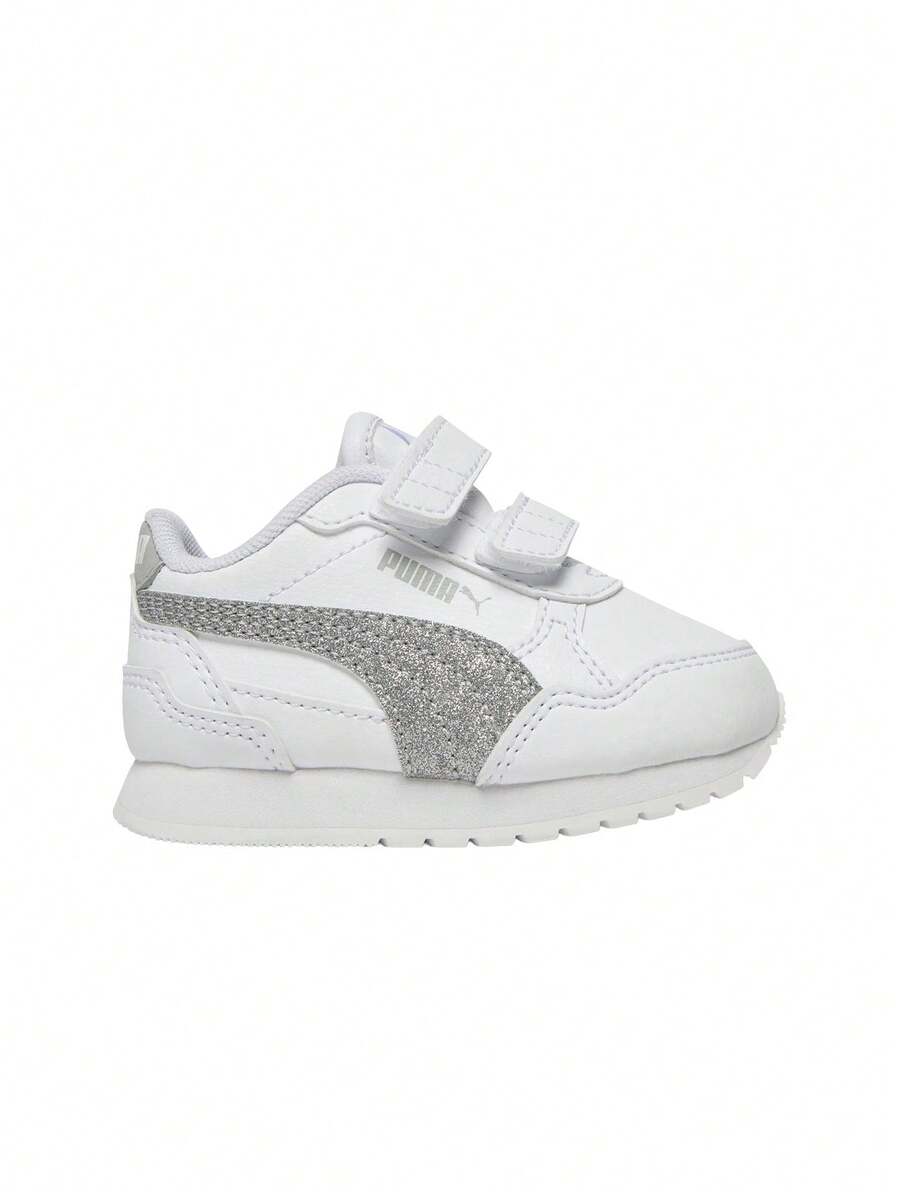 Puma SMASH Kids' Sneakers Lightweight Snug Fit Padded Weekend Casual Outing White 401592-01 - Silber - Übersicht 1