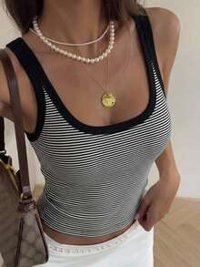 DAZY 女款純色修身休閒度假夏季背心 - 黑色 - 查看 3