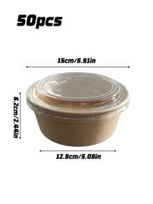50-Pack Disposable Paper Bowls With Lids For Christmas And Halloween Tableware - Leakproof And Waterproof Food Containers, Suitable For Salad, Dessert, And Soup - Perfect For Catering, Camping, And Kitchen Use [50 Bowls 50 Lids] - Multicolor - View 9