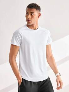 Driftmere Men's White Summer Athleisure Plain Gym T-Shirt,Short Sleeve Training&Workout Compression Moisture Wicking Quick Dry Regular Fit Round Neck Sports Running - White - View 1