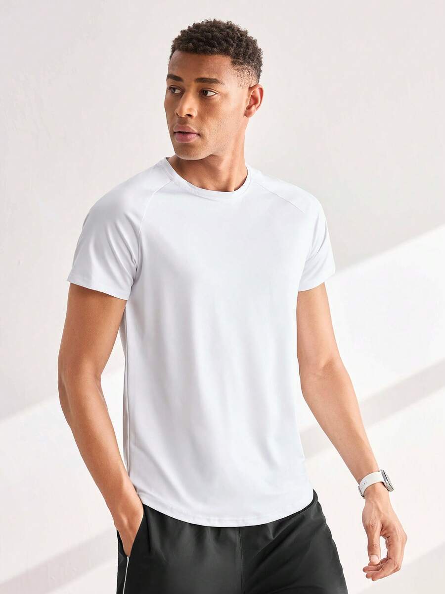 Driftmere Men's White Summer Athleisure Plain Gym T-Shirt,Short Sleeve Training&Workout Compression Moisture Wicking Quick Dry Regular Fit Round Neck Sports Running - White - View 1