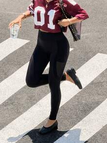 Muchica Wide Waistband Sports Leggings Yoga Women Pants - Black - View 6