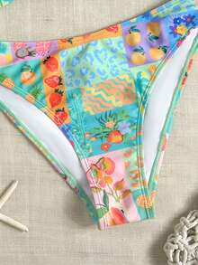 Swim Vcay 花卉蕾絲可愛甜美復古休閒度假海灘海邊女款泳衣套裝 - 彩色 - 查看 4