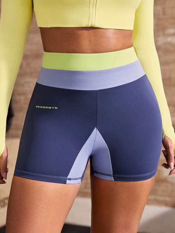 Powerista Women's Letter Print Colorblock Casual Versatile Daily Travel Sports Shorts