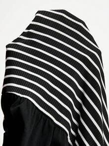 Plussiva Plus-Size Casual Maternity Dress – Black & White Color-Block ...