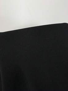 SHEIN Tall CURVE Plus Size Women's Solid Color Pocket Casual Wide Leg Cropped Pants Formal Office Brunch Bussines Teacher Black Autumn Teachers' Day - Black - View 5