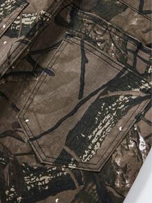 ROMWE MEN Street Life Men's Fashion Rhinestone Detail Branch Pattern Print Pocket Denim Jeans - Multicolor - View 5