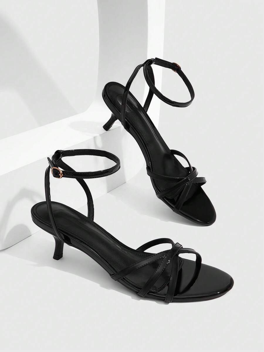 CUCCOO SZL Women's Shoes Summer 5.5CM Round Toe Open Toe With Sexy Versatile Elegant Black Stilettos Suitable For Daily Commuting/Beach/Party - Black - View 1