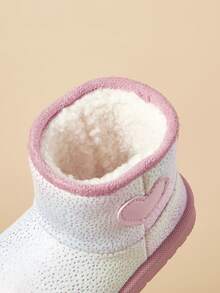 Cozy Pixies 女童粉色漸層亮片愛心冬季雪地靴 | 時尚甜美保暖毛絨內裡 | 舒適易穿休閒款 | 校園日常穿著 - 粉色 - 查看 8