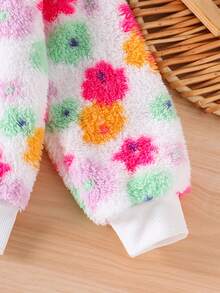 Emery Rose Kids Emery Rose Kids Tween女孩心形圖案長袖毛絨秋冬衛衣，心形圖案印花套頭衫，休閒運動戶外優雅心形套頭衫 - 白色 - 查看 4