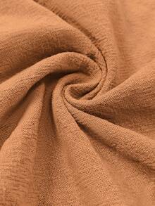 Zayélia Women's Plain Weave Cotton Casual Daily Wear Spring-Autumn Blouse - Orange - View 4