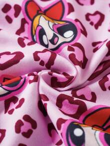 THE POWERPUFF GIRLS X SHEIN Women's Leopard Print Cartoon Graphic Boxer Briefs - Hot Pink - View 6