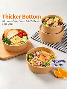 50-Pack Disposable Paper Bowls With Lids For Christmas And Halloween Tableware - Leakproof And Waterproof Food Containers, Suitable For Salad, Dessert, And Soup - Perfect For Catering, Camping, And Kitchen Use [50 Bowls 50 Lids] - Multicolor - View 1