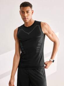Driftmere Breathable Moisture-Wicking Compression Gym T-Shirt Tank Top For Boyfriend Style Men Summer Sports Workout Running - Black and White - View 2