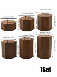Cirelle 1Set Hexagonal Wooden Tiered Display Stand, Solid Wood With Natural Grain Texture, Staggered Layered Platforms For Figurines, Perfume And Small Trinkets, Multi-Height Storage Rack For Desktop Collectible, Vanity And Tabletop Ornament Arrangement. - multicolor - View 18