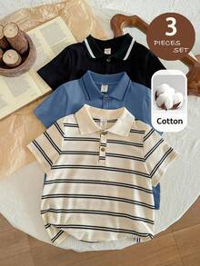 LMoss Kids 兒童小男孩 3件套休閒短袖 Polo 衫 - 彩色 - 查看 5