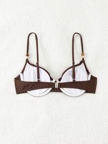 Voyashape Women's Plain Simple Daily Swimwear Top Summer - Coffee Brown - View 2