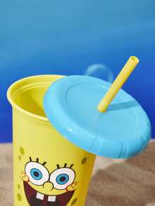 SpongeBob SquarePants | SHEIN 4pcs Party Favor Cups, 473ml) Plastic Flat Bottom Tumbler, Kids Birthday Party Supplies - Multicolor - View 5