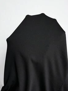 Elenzga Elegantes und raffiniertes Partykleid Große Größen für Damen, Off-Shoulder, mit geraffter Taille, strukturiertem Stoff und Patchwork-Design - Schwarz - Übersicht 8