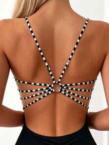 Swim Basics Women's One-Piece Backless Beach Vacation Swimsuit - Multicolor - View 3