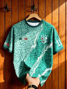 Aesthetic Post American Vintage Mayan Totem Print Short Sleeve Jersey,Men's Women's Graphic T-Shirt,Green Mint,Summer,Streetwear,Going Out Mexican Sports Crew Neck - Multicolor - View 4