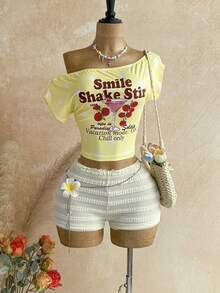 Soleia Casual  Graphic Tee Graphic Tees Women Vacation Outfits Women Going Out Tops  Festival Outfits For Women Summer Tops  T-Shirt - Multicolor - View 3