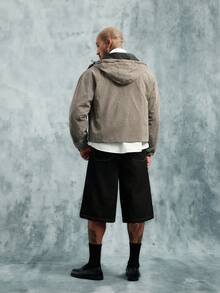 INCRYTM American Casual Men's Utility Jacket, Loose Fit 3D Design, Fashion Hooded Coat, Leisure Outerwear Light Men Zipup Hoodie Zipper Checkered - Grey - View 2