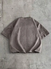 CalleClaro 男士夏季休閒刺繡短袖T恤 - 灰色 - 查看 2